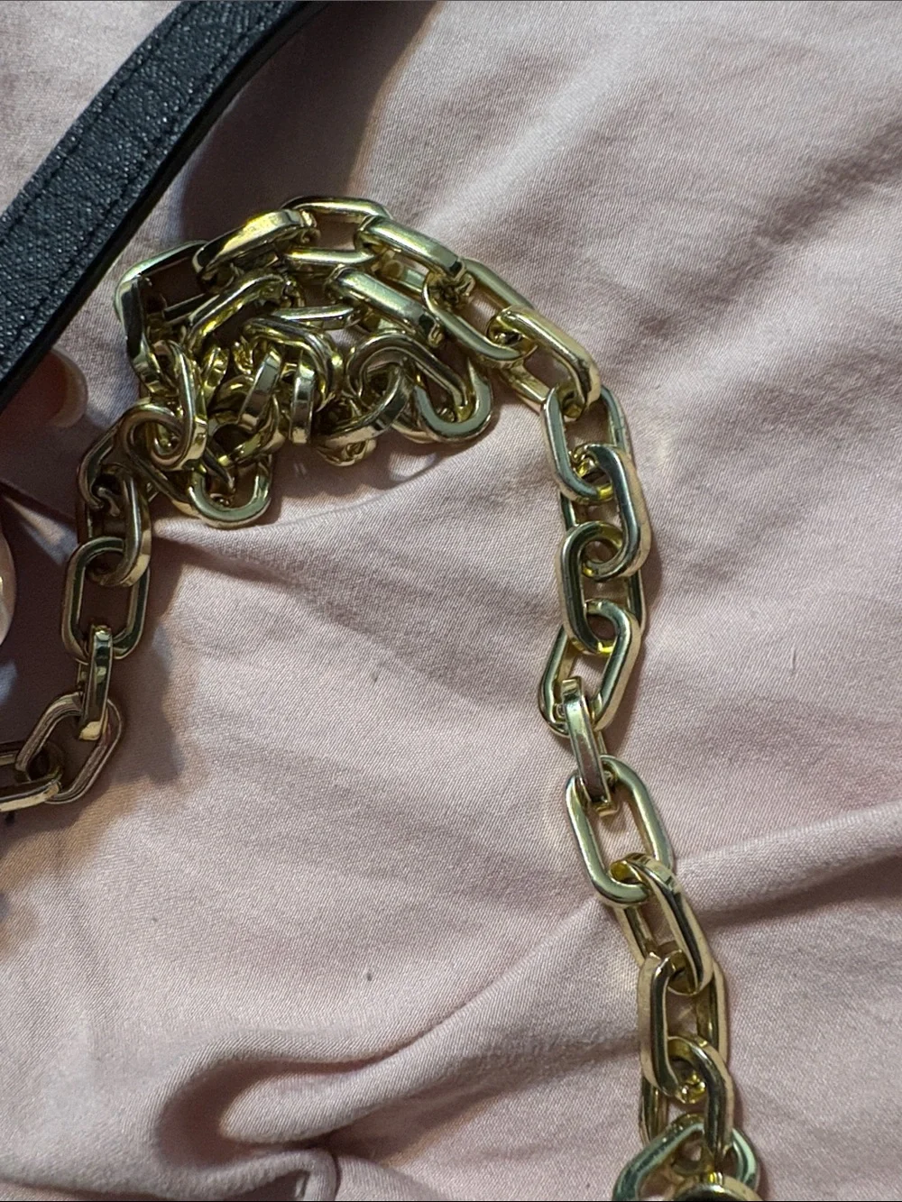 Tory Burch Black Leather Crossbody with Gold Chain Strap